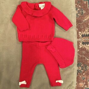 Adorable 0-3 months Nicole Miller knit infant set - sweater, hat, pants